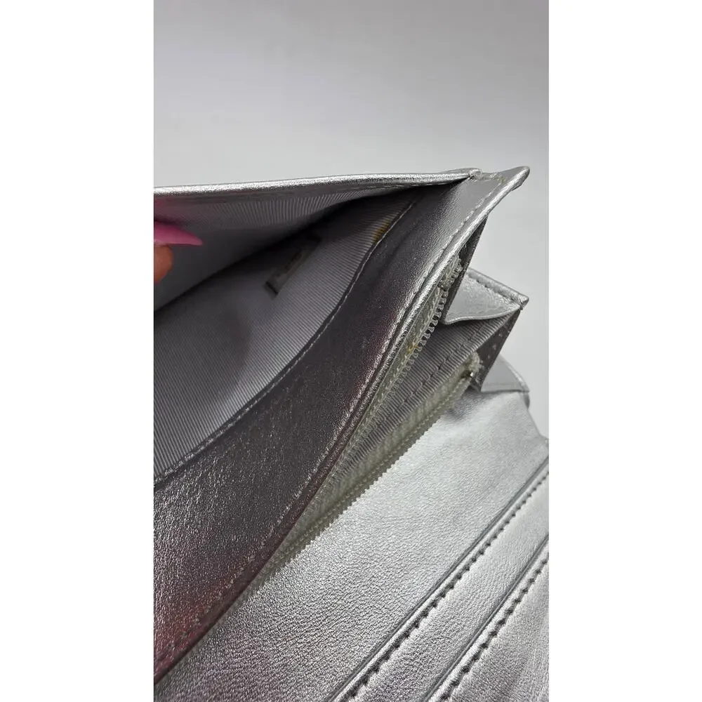 Chanel Silver-tone Interlocking CC Yen Wallet Bifold Wallet